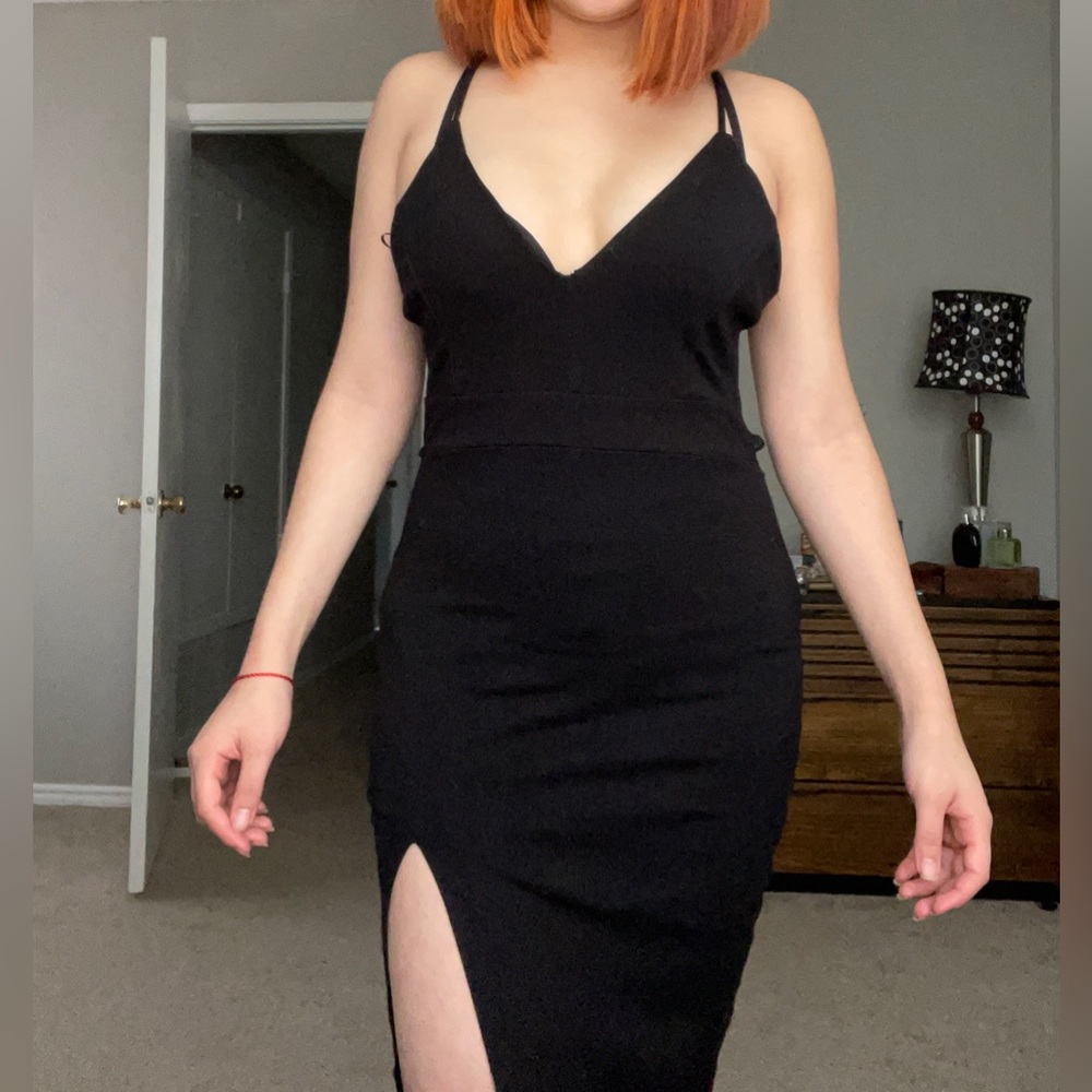 Black leg cut/backless  dress